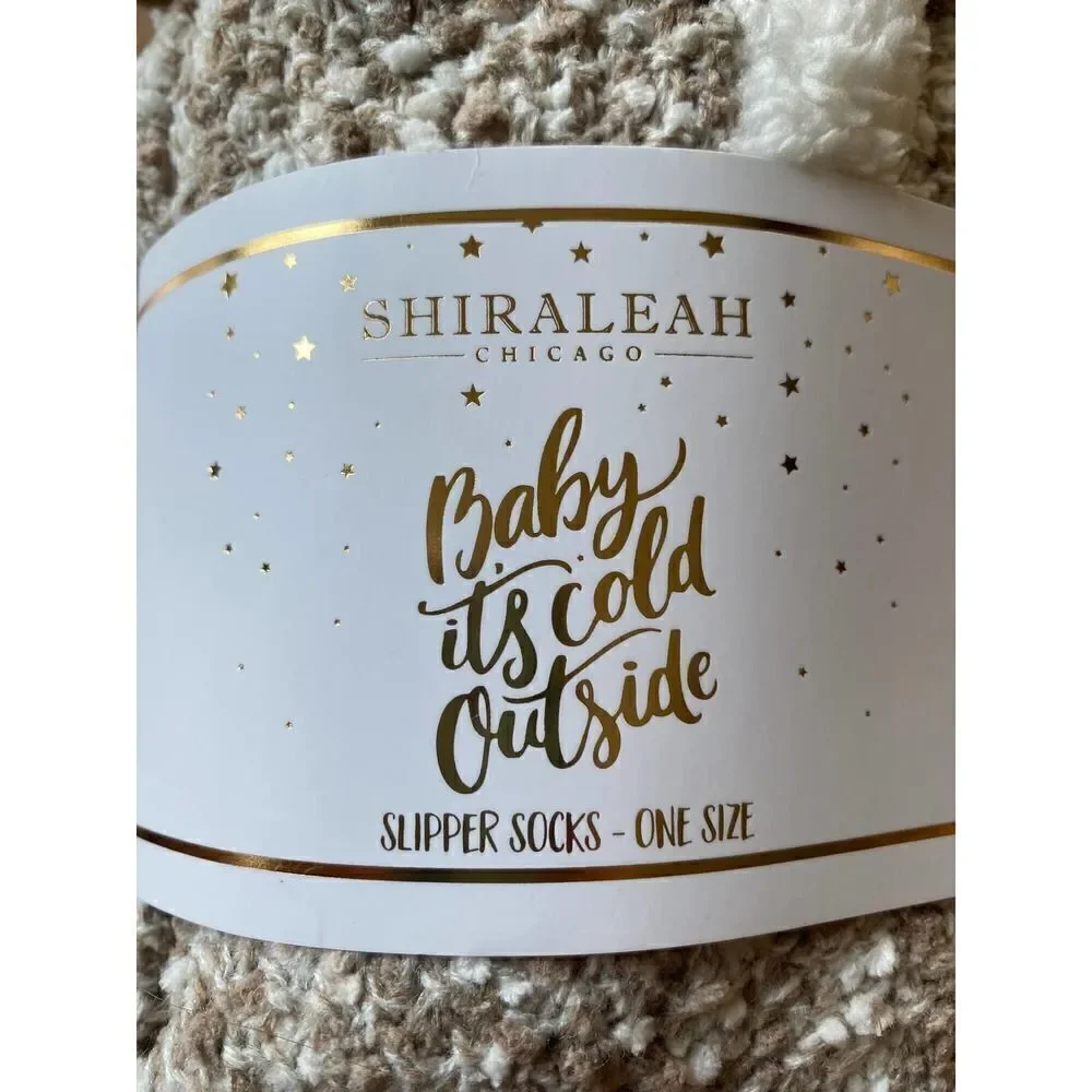 Shiraleah Grace Slipper Socks Baby it's Cold Outside Oatmeal